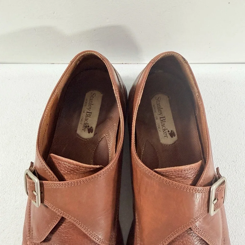 Stanley‎ Blacker Men's Brown Leather Cap Toe Monk Strap Dress Shoes Size 13 M